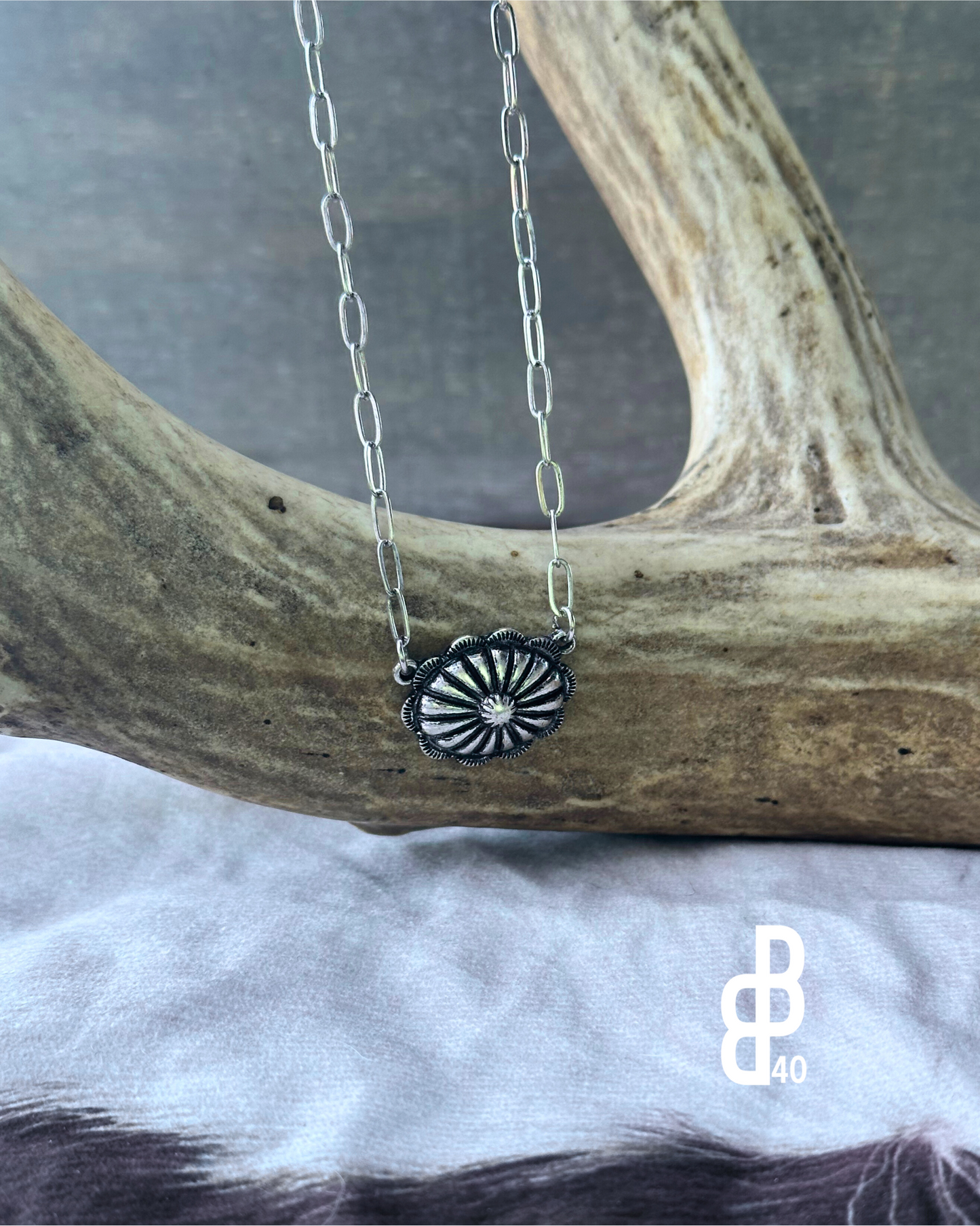 Western Concho Chain Necklace: Silver