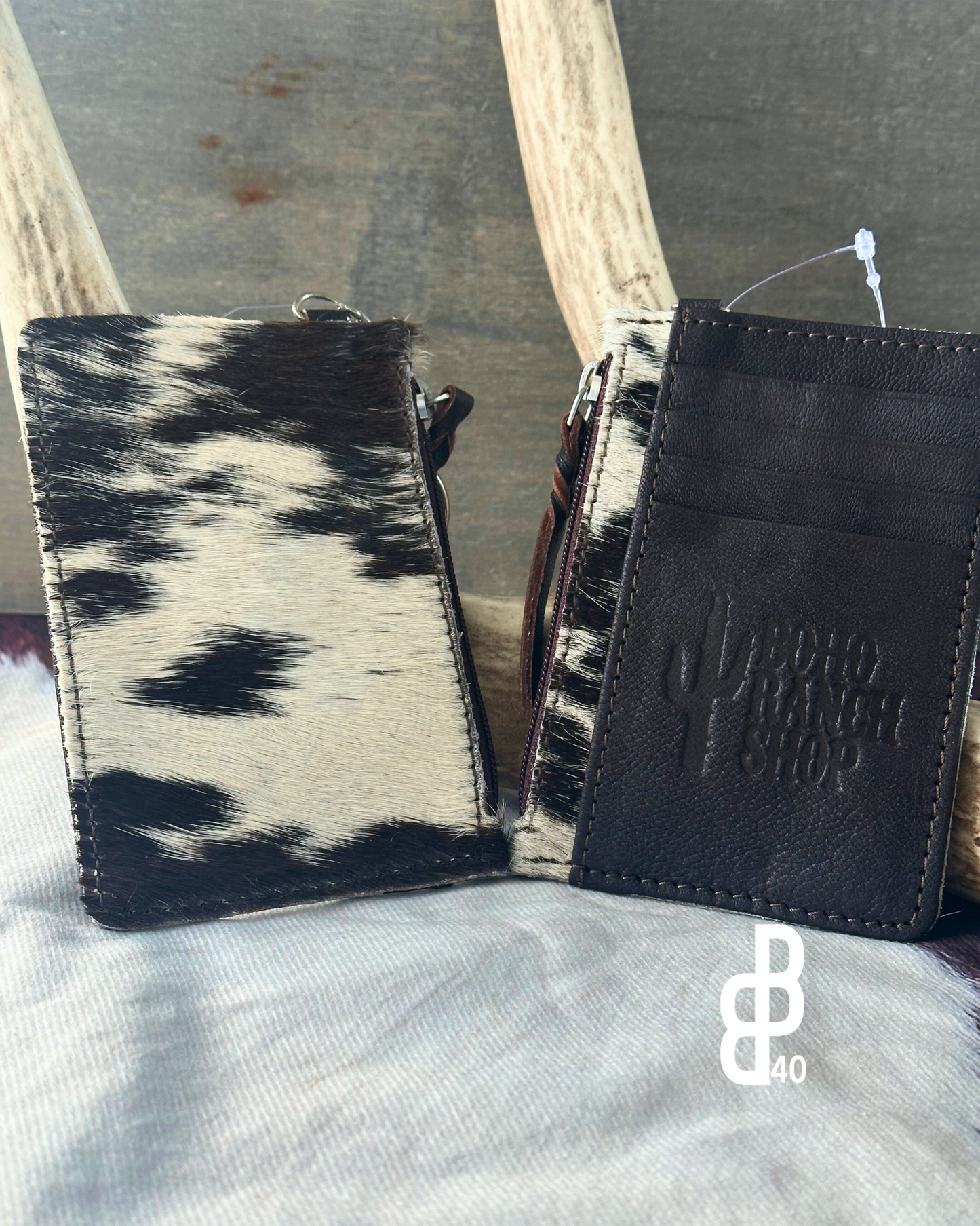 Western Cowhide Leather Keychain Wallet