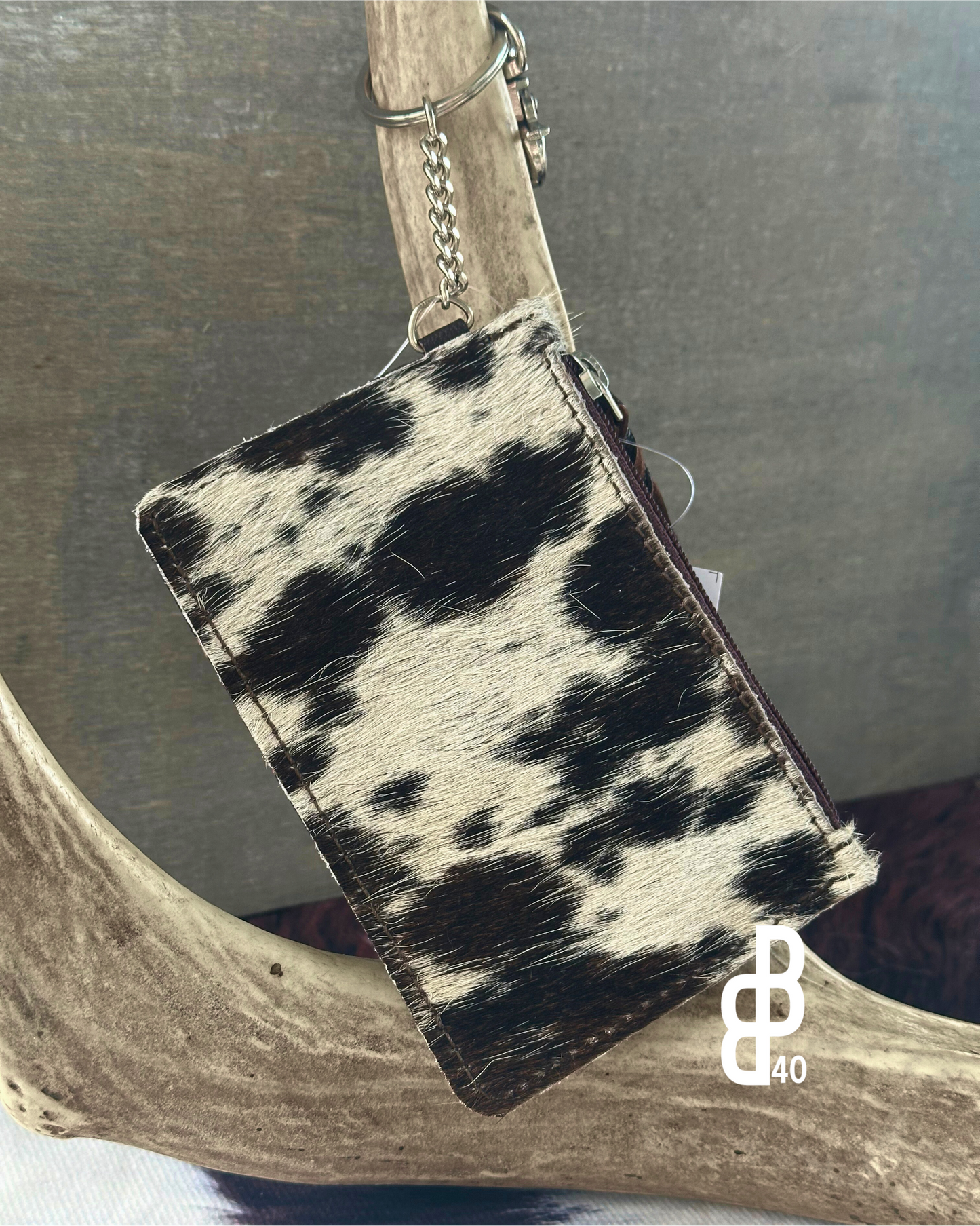 Western Cowhide Leather Keychain Wallet