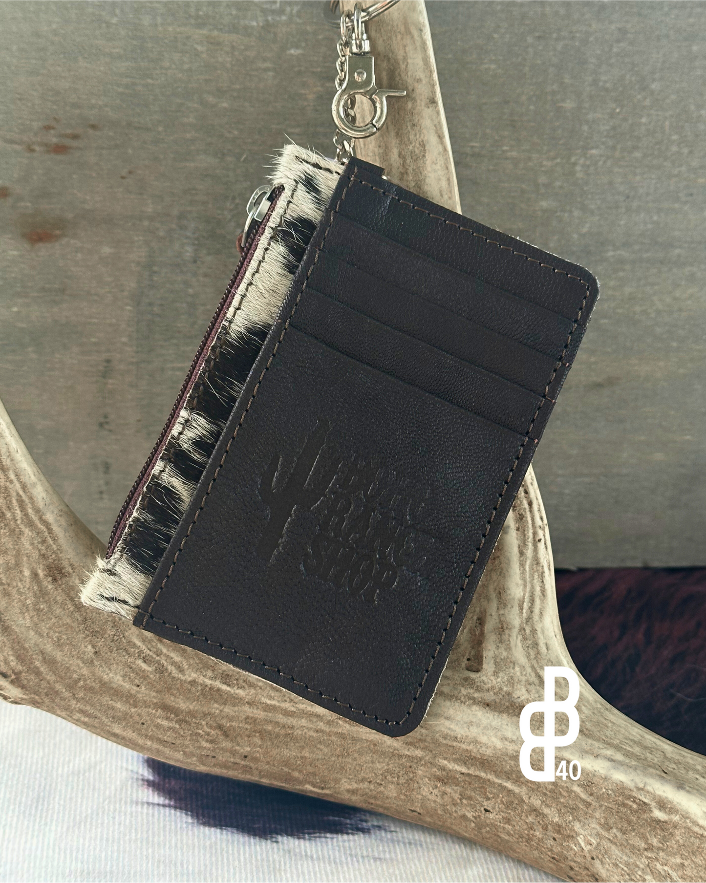 Western Cowhide Leather Keychain Wallet