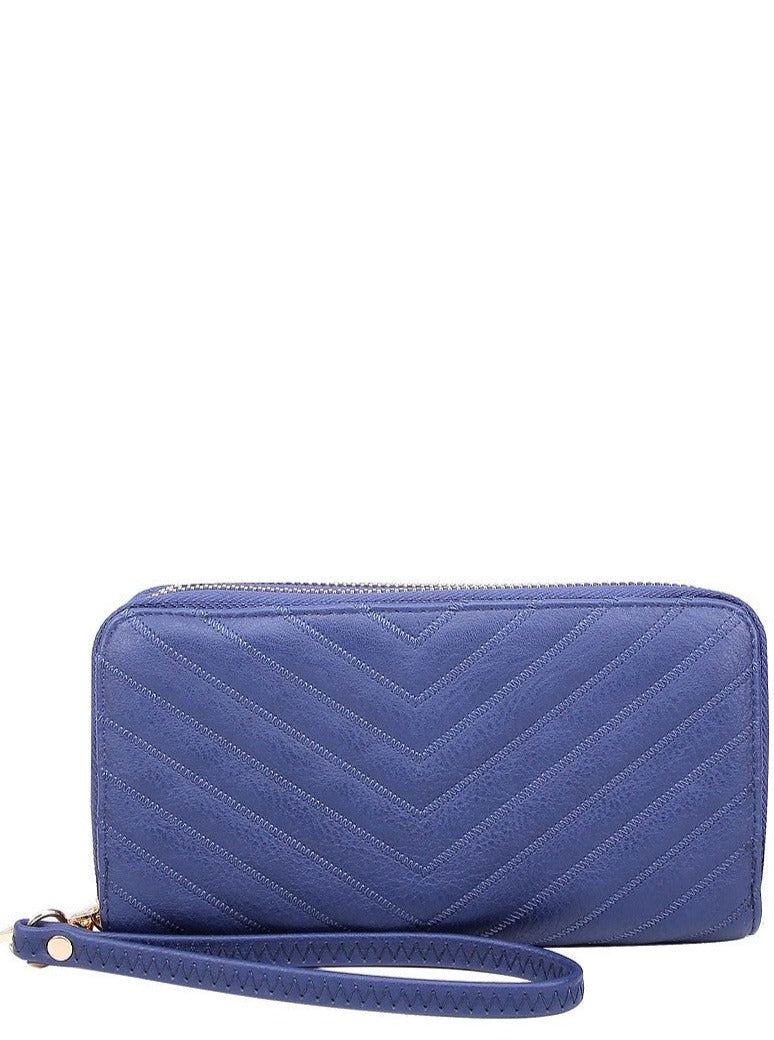 Chevron Quilted Double Zip Wallet