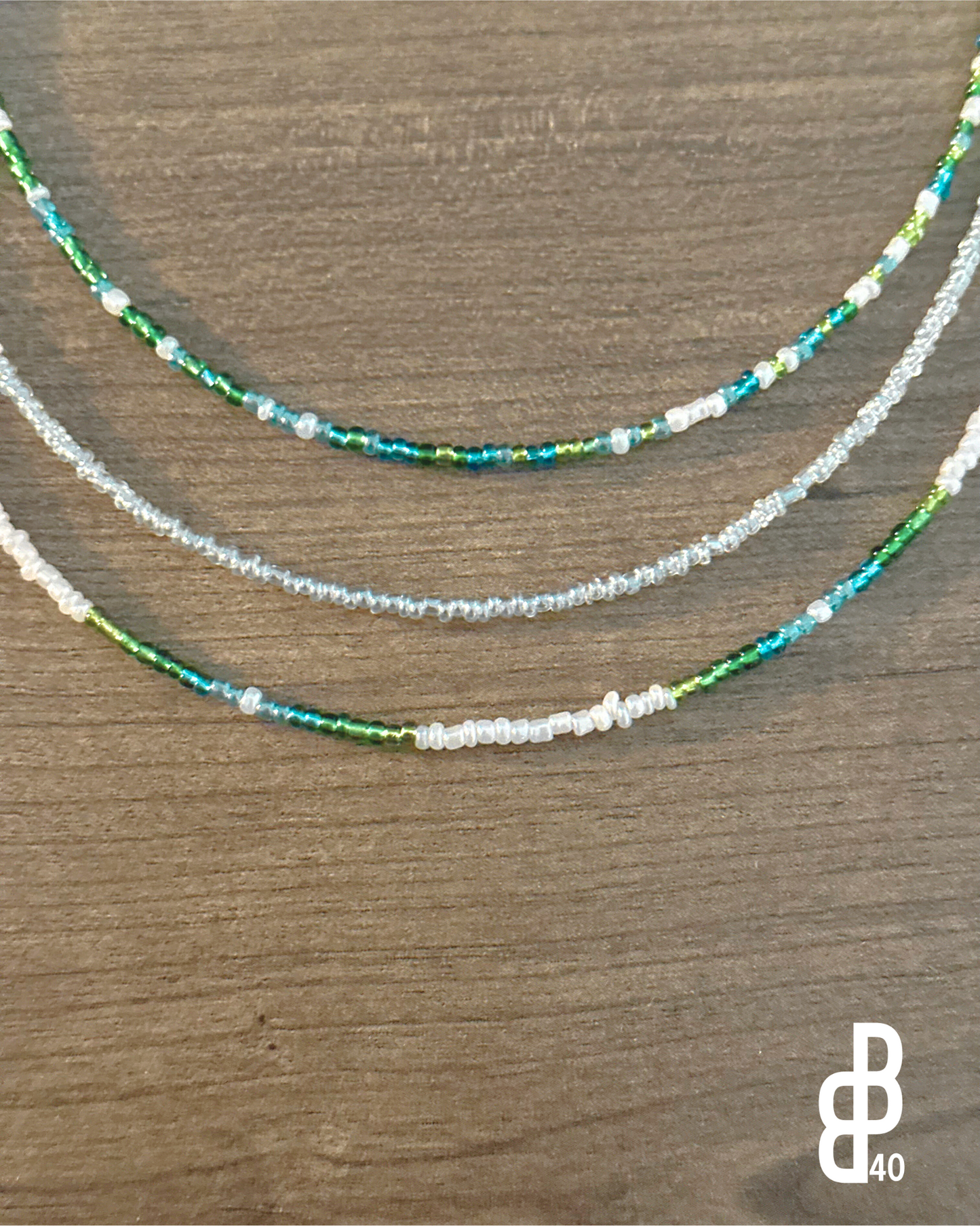 Blue Side of the Mountain Beaded Choker Necklace Trio