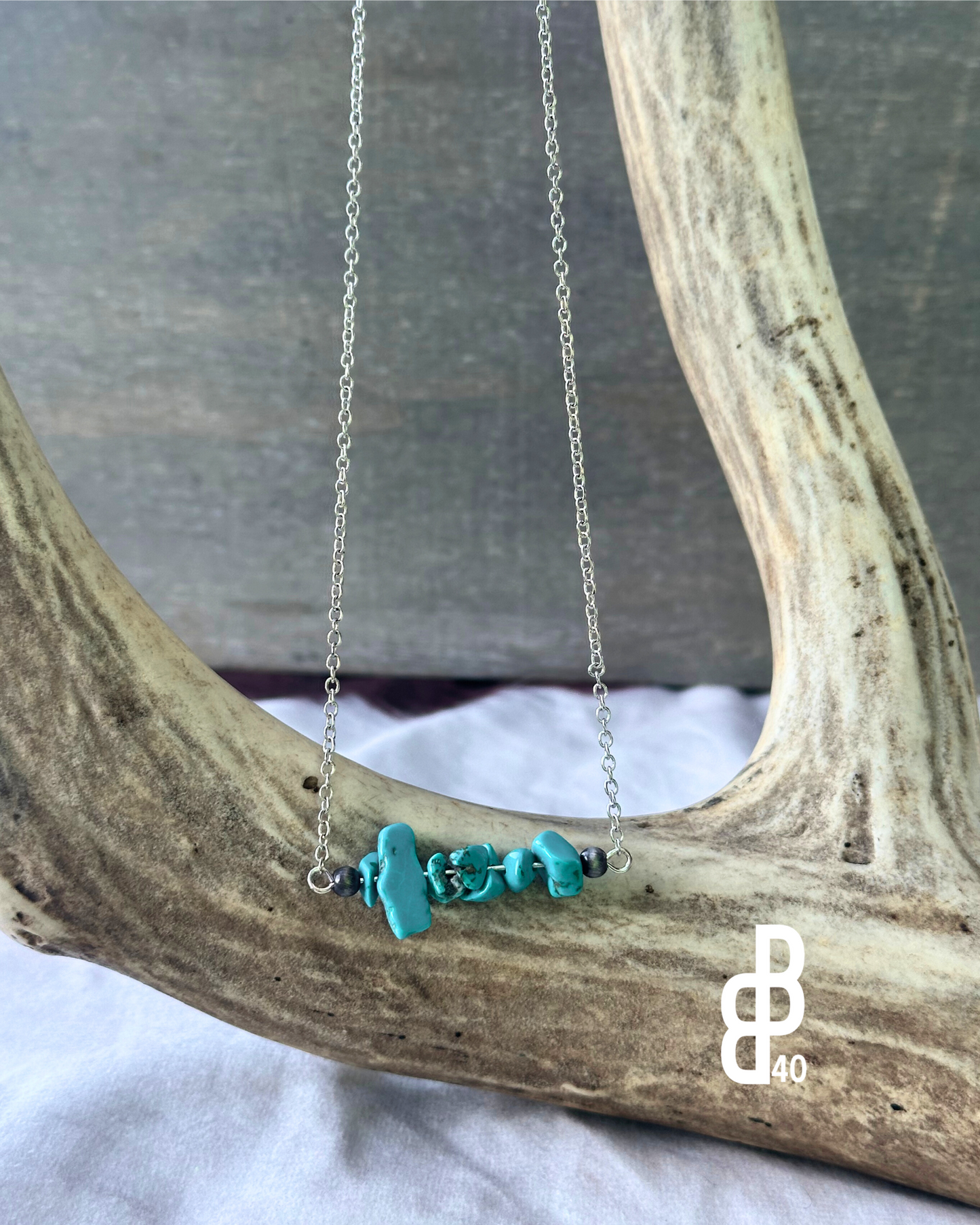 Bar Chip Stone Necklace - Western Pendant Necklace: TURQUOISE