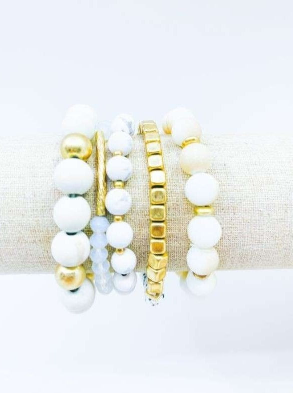 White Semi Precious Stone Bracelet