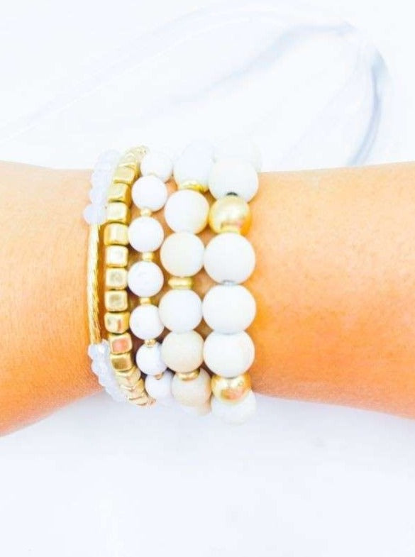 White Semi Precious Stone Bracelet