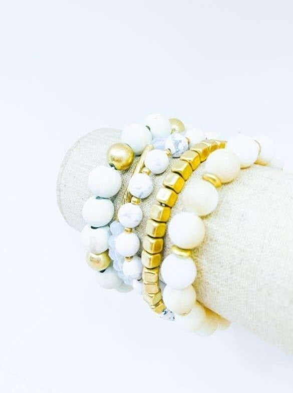 White Semi Precious Stone Bracelet