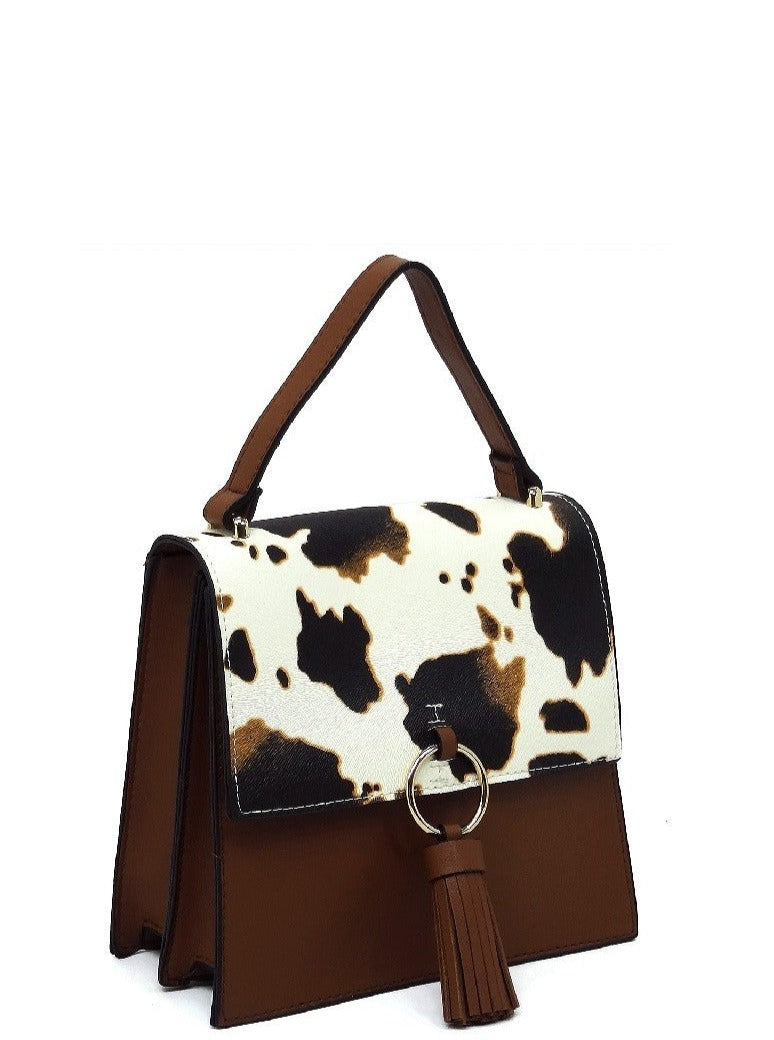 Ring Tassel Flap Crossbody/ Handheld Satchel