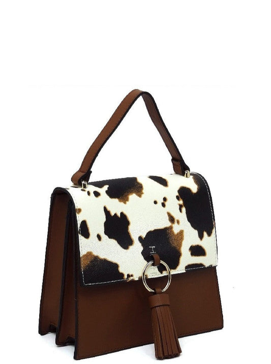 Ring Tassel Flap Crossbody/ Handheld Satchel