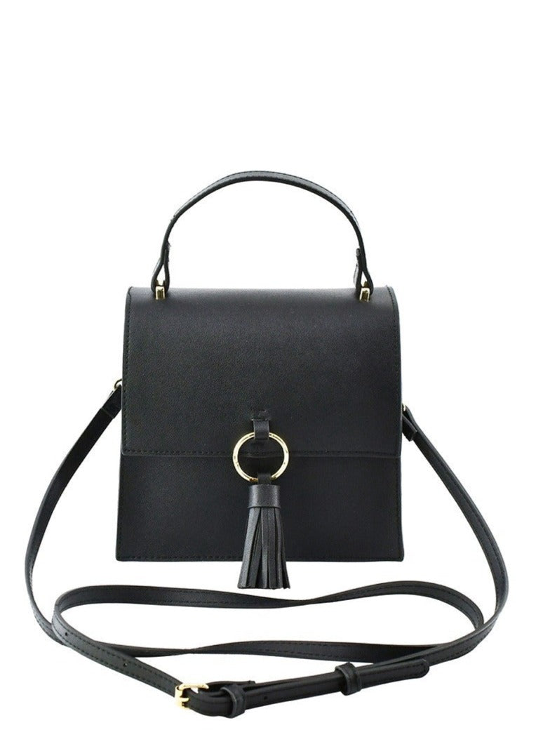 Ring Tassel Flap Crossbody/ Handheld Satchel