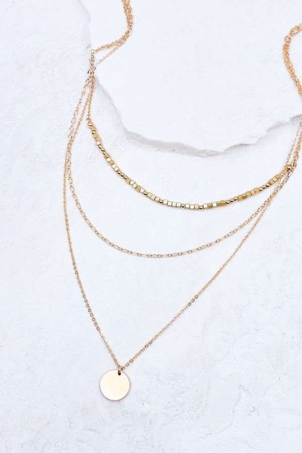 Gold Coin Charm Layered Necklace