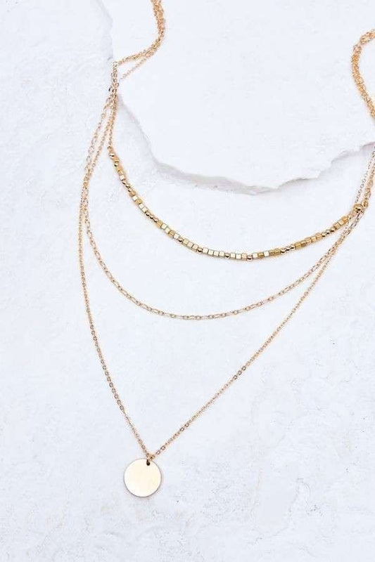Gold Coin Charm Layered Necklace