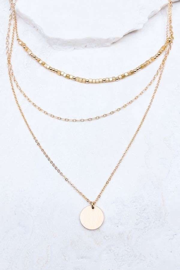 Gold Coin Charm Layered Necklace