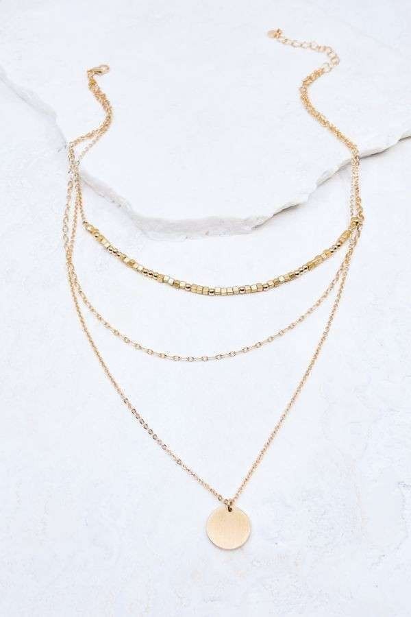 Gold Coin Charm Layered Necklace