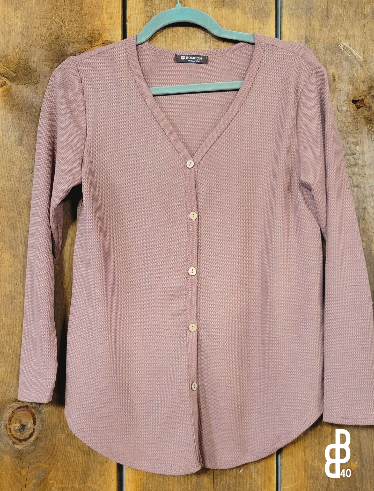 Mauve Faux Button-Up Blouse