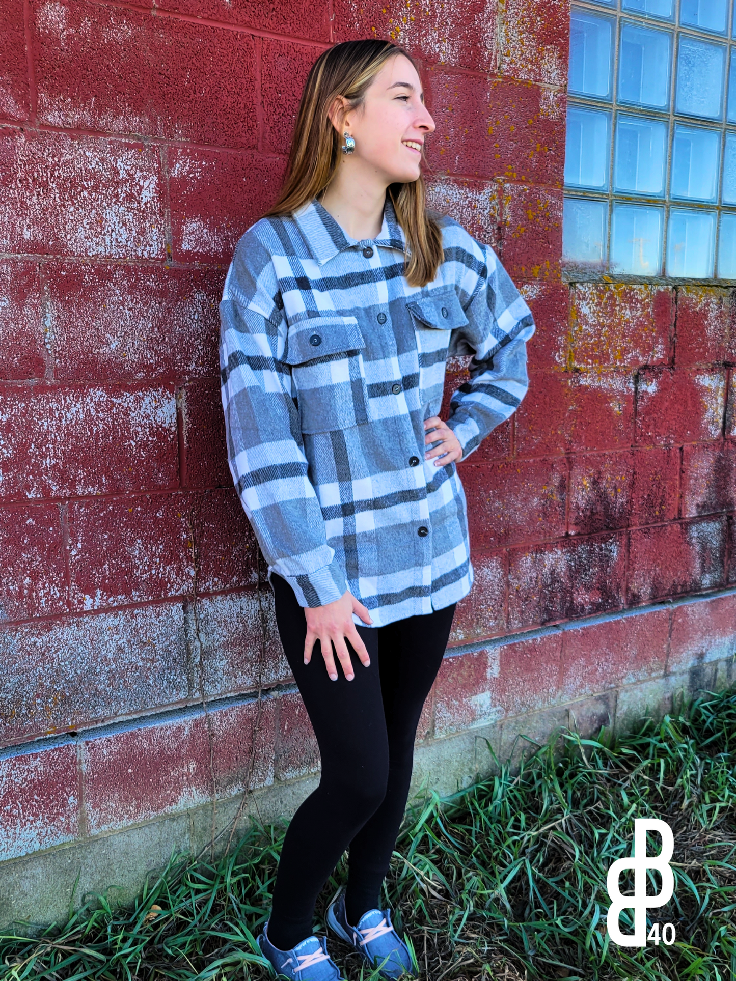 Grey Plaid Flannel Shacket