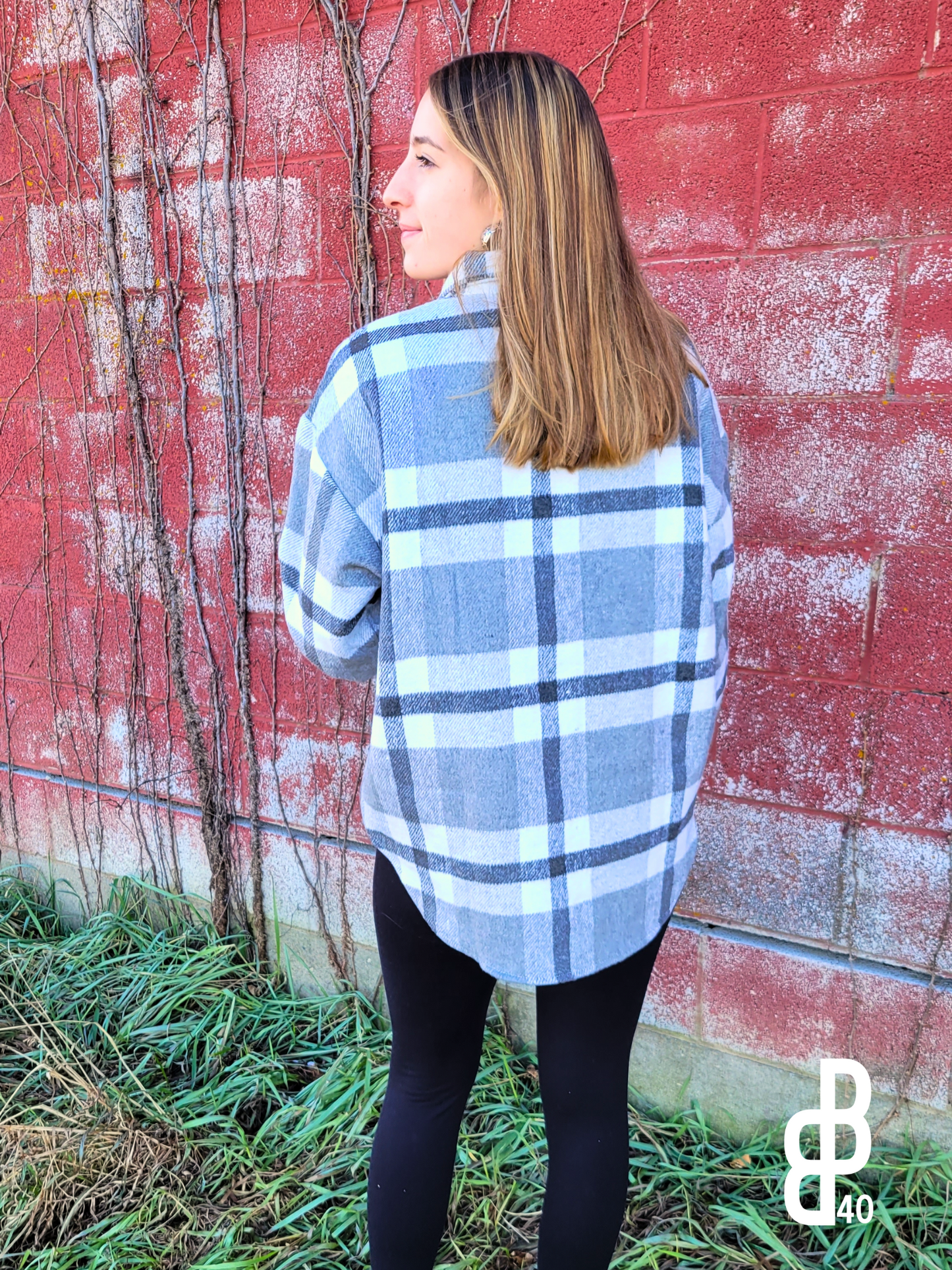 Grey Plaid Flannel Shacket