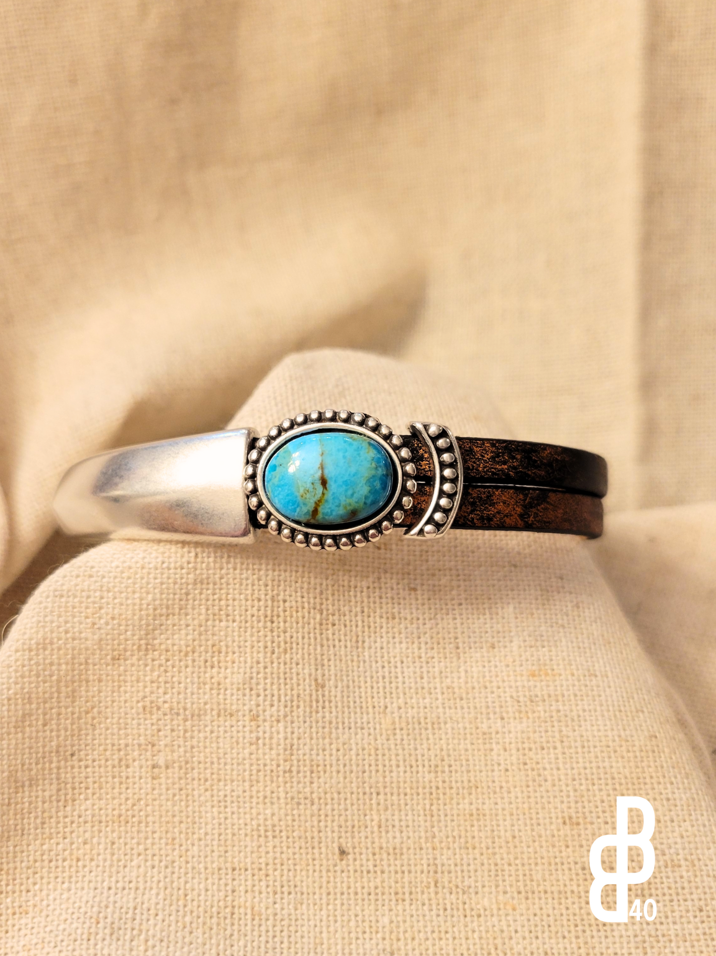 Leather and hot sale turquoise bracelet