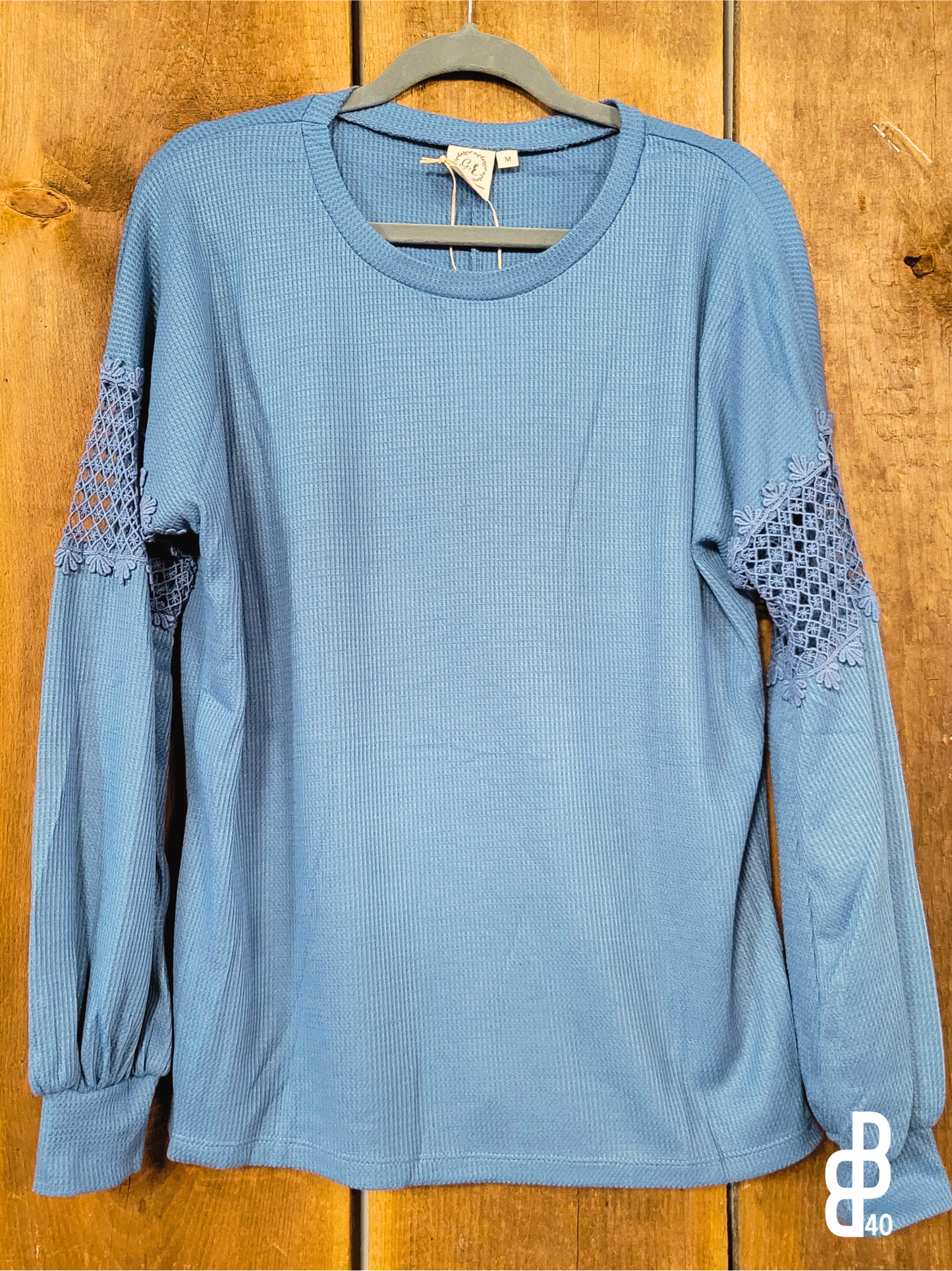 Denim Blue Waffle Top Long Sleeve