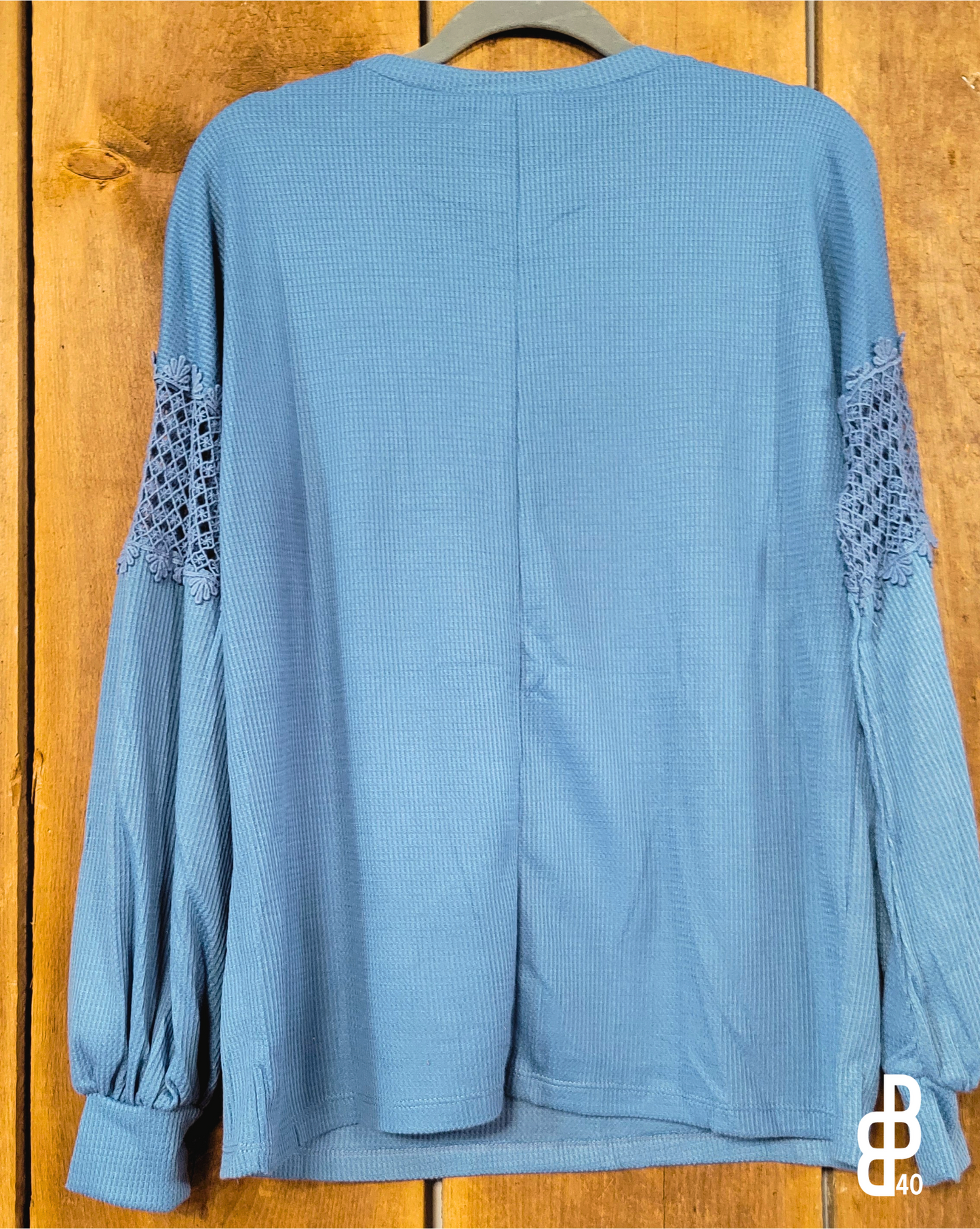 Denim Blue Waffle Top Long Sleeve