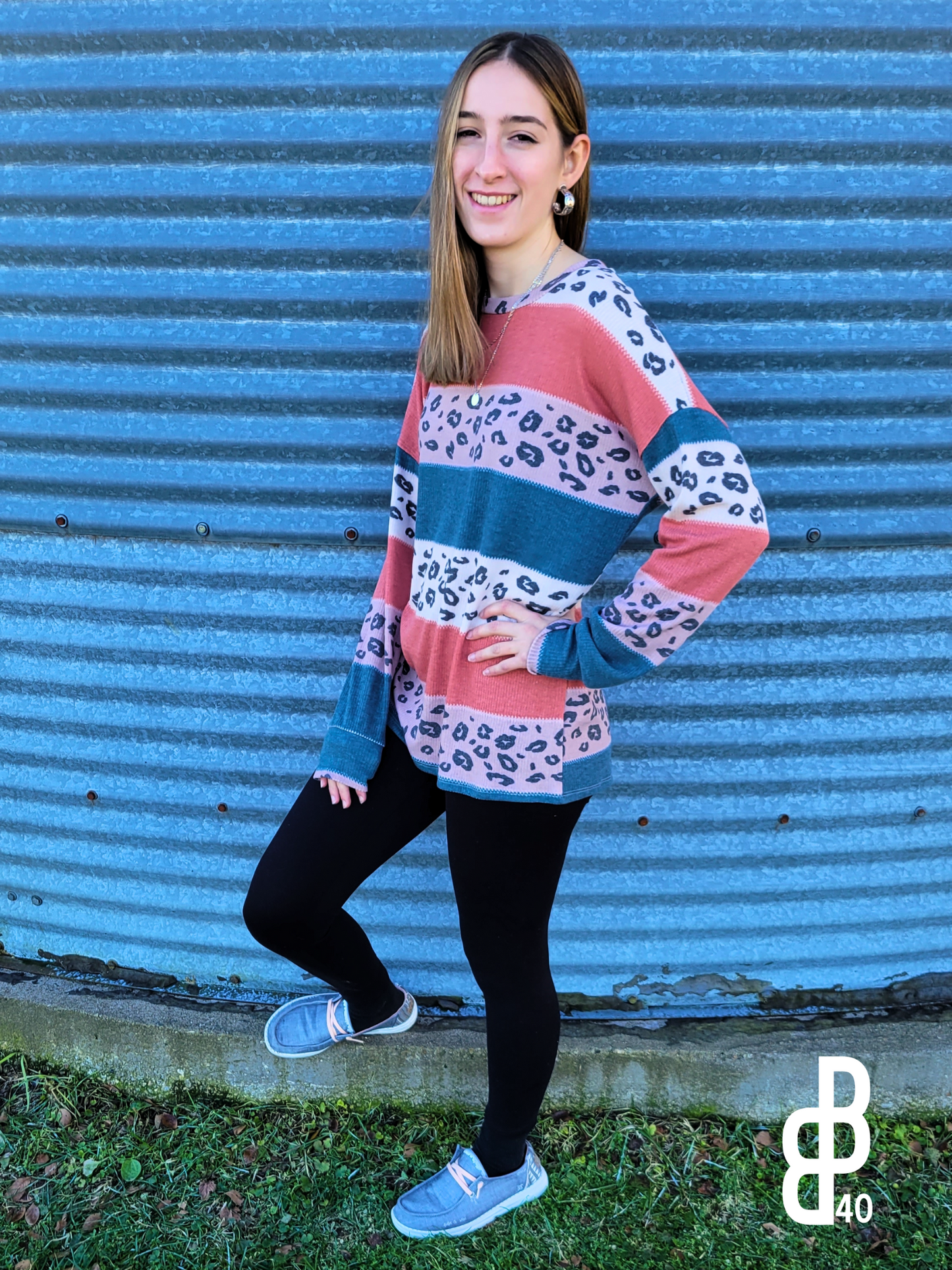 Striped Leopard Print Sweater