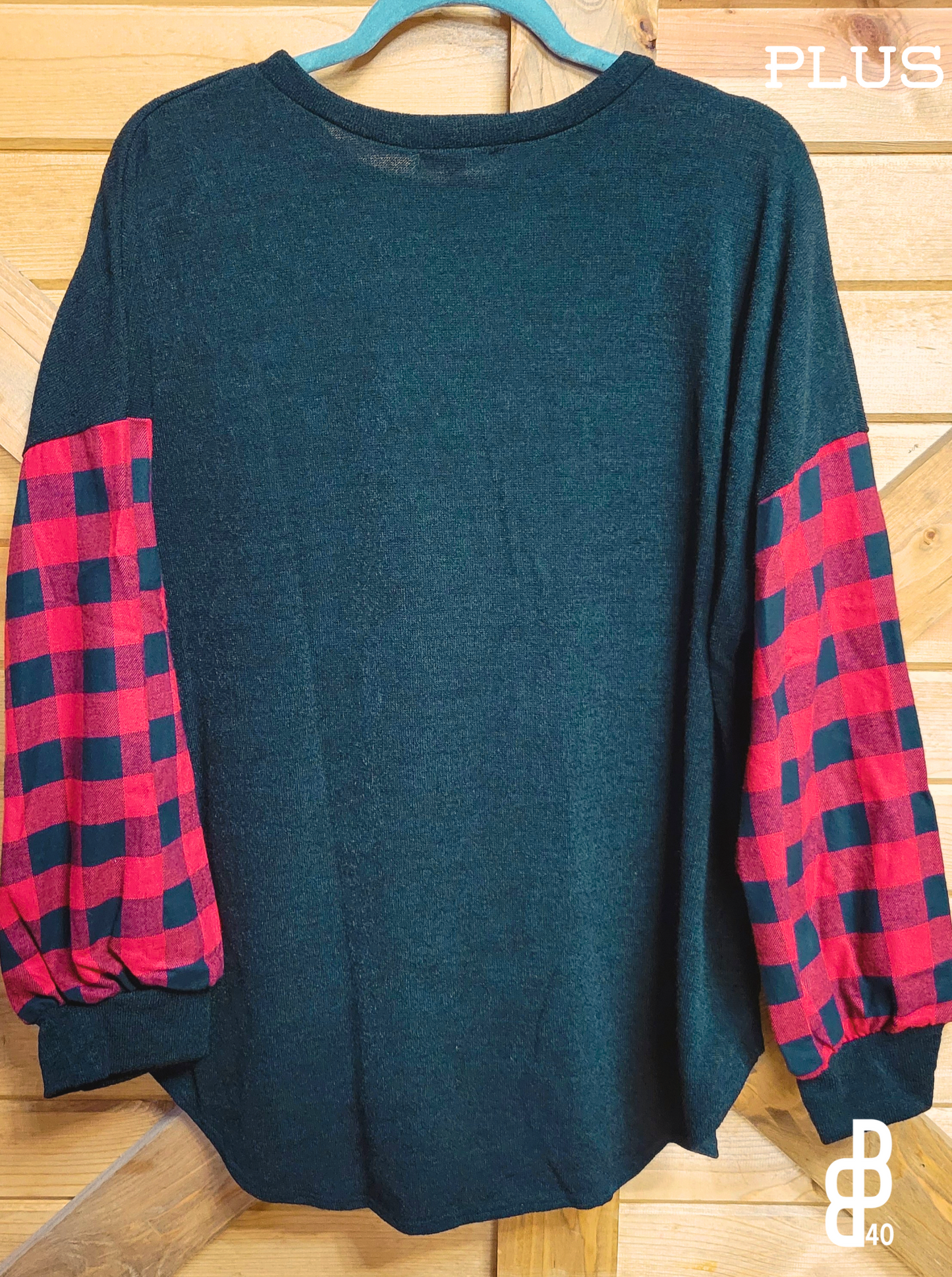 Red/Black Plaid Puff Long Sleeve Sweater