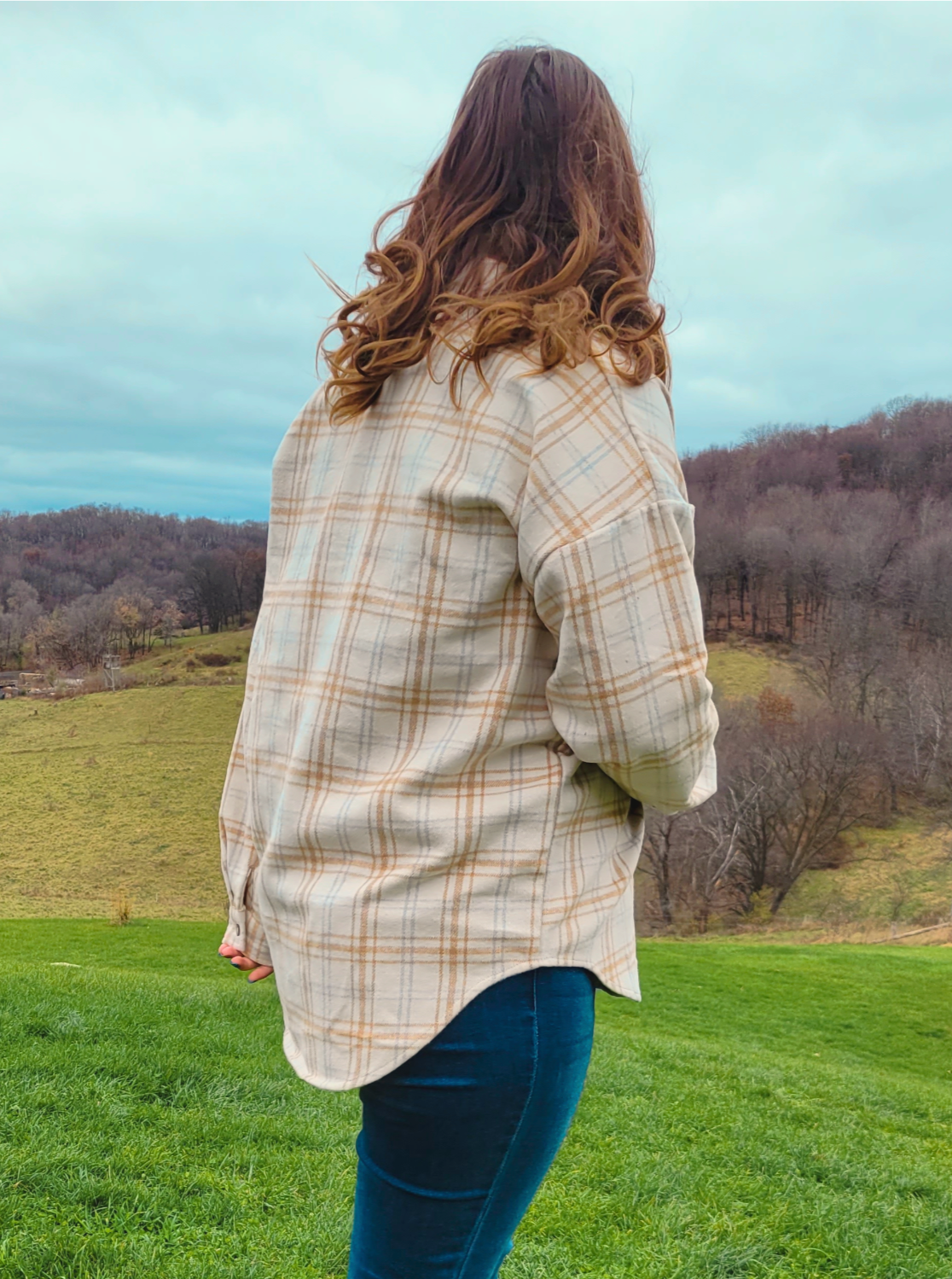 Taupe Plaid Flannel Shacket